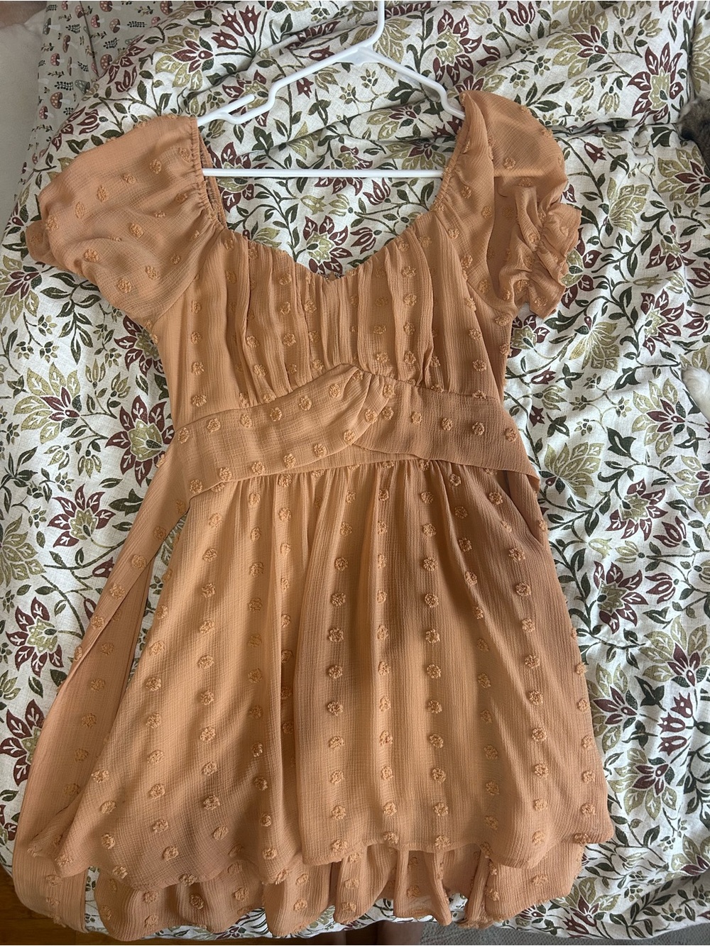 ILLA ILLA Peach Mini Dress with Puff Sleeves